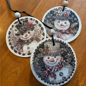 Festive Snowman Holiday Ornaments - Set of 3